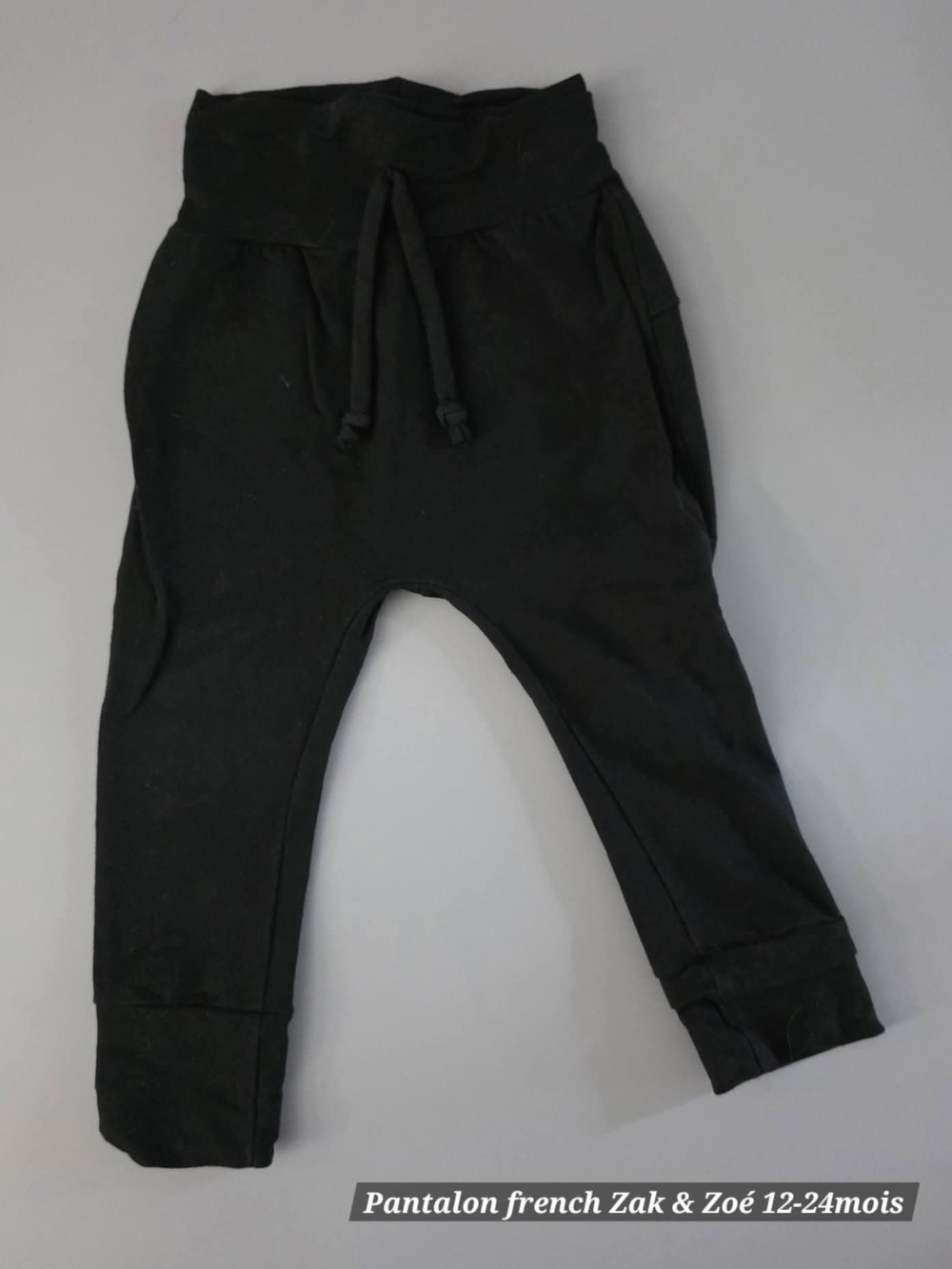 Black Kids Harem Sweatpants ZAK & ZOÉ 12-24mois